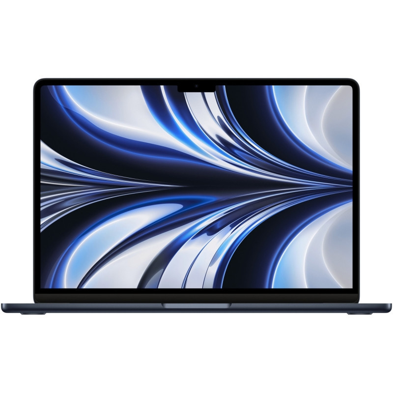 Laptop Apple MacBook Air 13inch, cu procesor Apple M2, 8 nuclee CPU si 10 nuclee GPU, 8GB, 512GB, Midnight, Layout RO