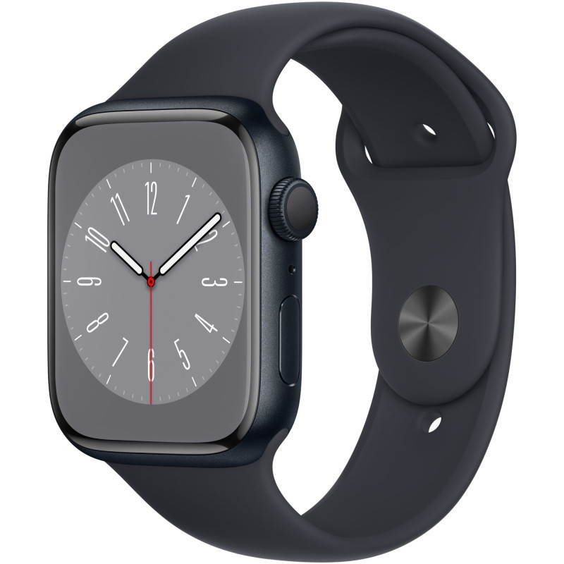 Apple Watch 8, GPS, Carcasa Midnight Aluminium 45mm, Midnight Sport Band