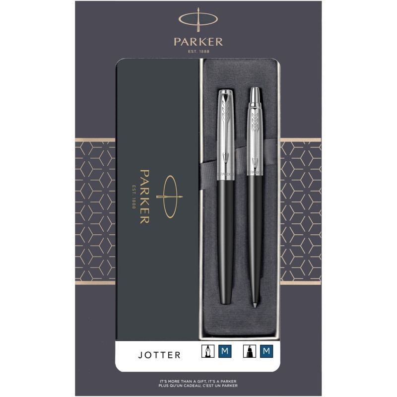 Set Parker Stilou + Pix Jotter Royal Bond Street Black CT in cutie cadou cu fereastra