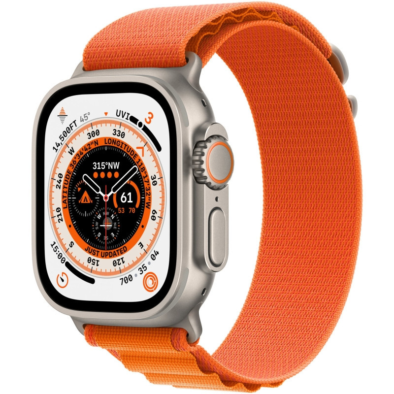 Apple Watch Ultra, GPS, Cellular, Carcasa Titanium 49mm, Orange Alpine Loop, Medium