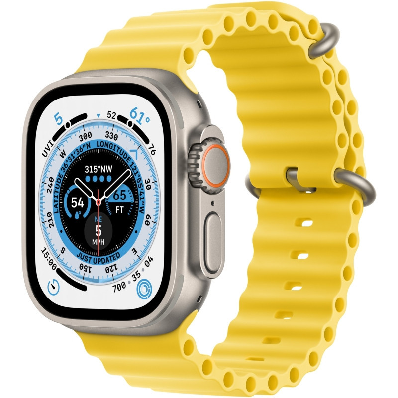 Apple Watch Ultra, GPS, Cellular, Carcasa Titanium 49mm, Yellow Ocean Band