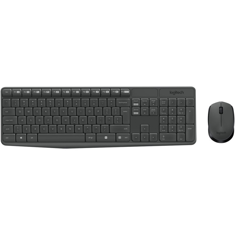 Kit Tastatura + mouse wireless Logitech MK235, USB, Grey